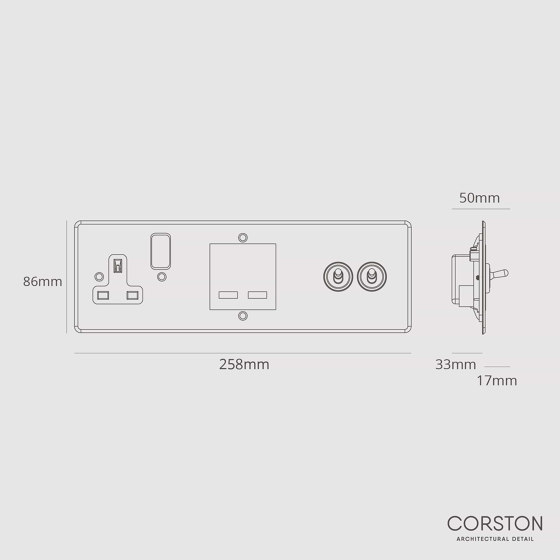 2G Toggle + USB A+C Fast Charge + Single Socket | Interruttori-prese combinate (Schuko) | Corston Architectural Detail