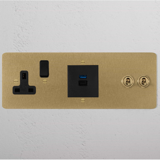 2G Toggle + USB A+C Fast Charge + Single Socket | Stecker-Schalter Kombinationen (Schuko) | Corston Architectural Detail