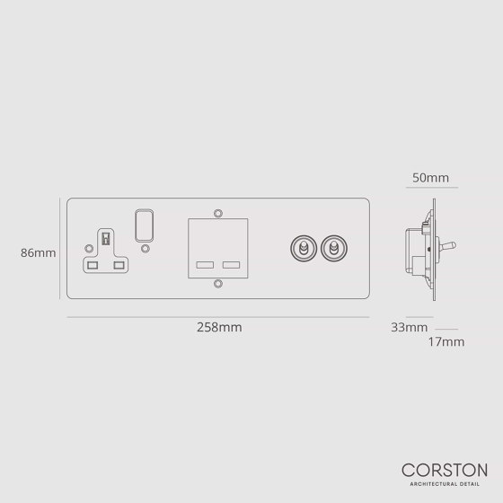 2G Toggle + USB A+C Fast Charge + Single Socket | Combinaisons prise-interrupteur (schuko) | Corston Architectural Detail