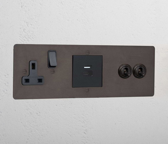 2G Toggle + USB A+C Fast Charge + Single Socket | Interruttori-prese combinate (Schuko) | Corston Architectural Detail