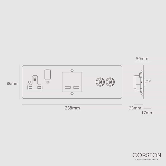 2G Toggle + USB A+C Fast Charge + Single Socket | Switches with integrated sockets (Schuko) | Corston Architectural Detail