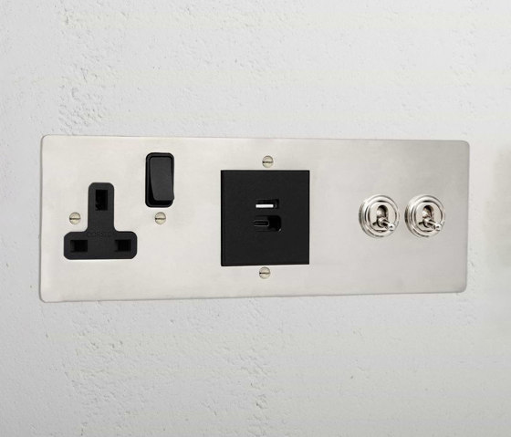 2G Toggle + USB A+C Fast Charge + Single Socket | Switches with integrated sockets (Schuko) | Corston Architectural Detail