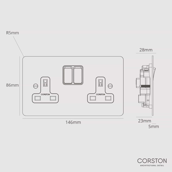 Double Socket UK - Paintable | Enchufes estándar UK | Corston Architectural Detail