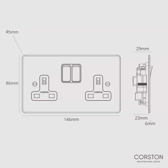 Double Socket UK | British sockets | Corston Architectural Detail