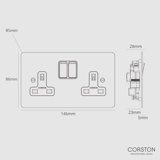 Double Socket UK | Prises norme britannique | Corston Architectural Detail