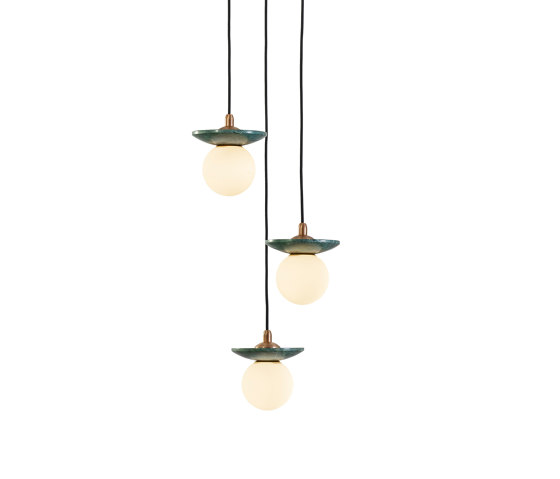 Orbit | Pendant - 3 Drop Grouping - Green Marble | Lámparas de suspensión | J. Adams & Co