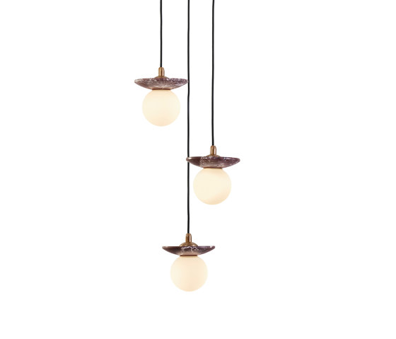 Orbit | Pendant - 3 Drop Grouping - Red Marble | Suspensions | J. Adams & Co