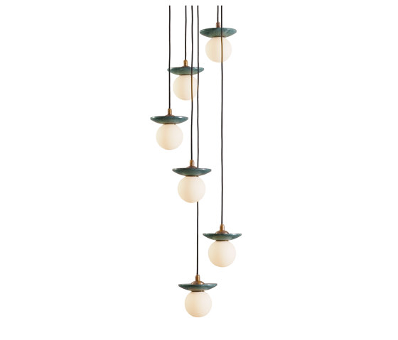 Orbit | Pendant - 6 Drop Grouping - Green Marble | Lampade sospensione | J. Adams & Co