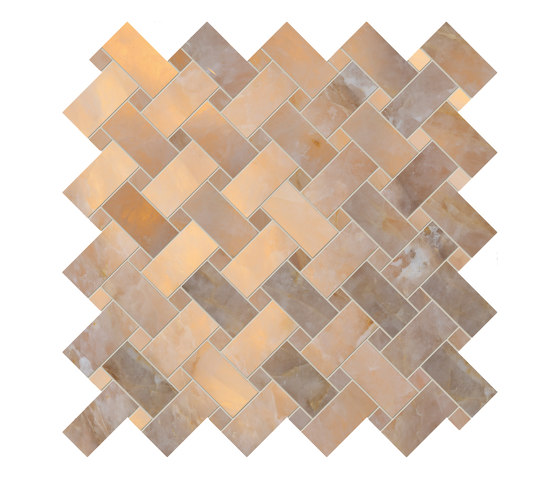 Tele di Marmo Lumia Mosaico Intrecci Golden Ambra | Natural stone mosaics | EMILGROUP