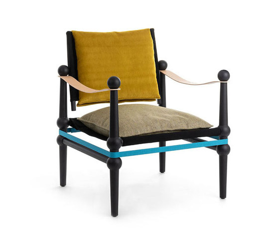 Twain | Low chair with arms - Black Beech - Yellow | Armchairs | Magis