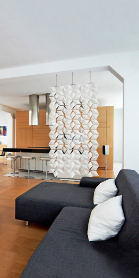 Facet hanging room divider 102 x 187cm in White | Sound absorbing room divider | Bloomming
