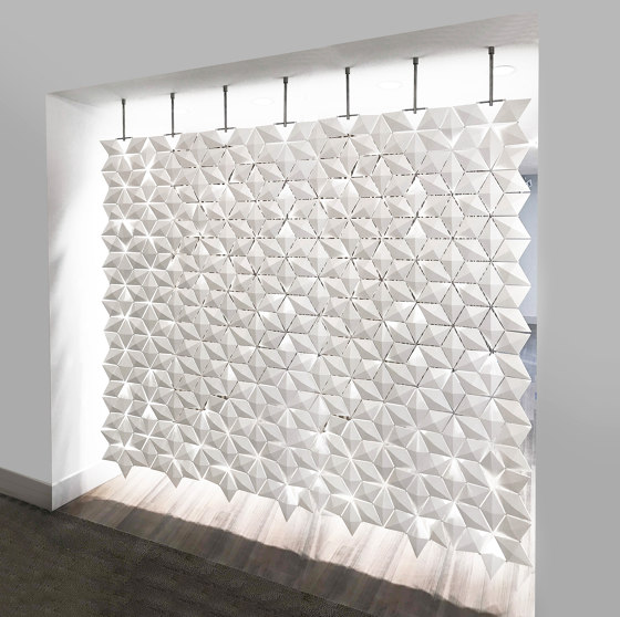 Facet hanging room divider 238 x 207cm in White | Sound absorbing room divider | Bloomming
