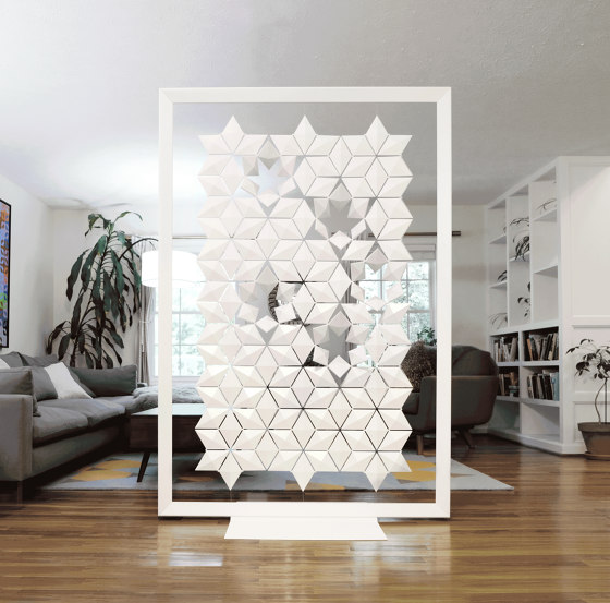 Separador de ambientes independiente Facet 136 x 200 cm Blanco | Paredes móviles | Bloomming
