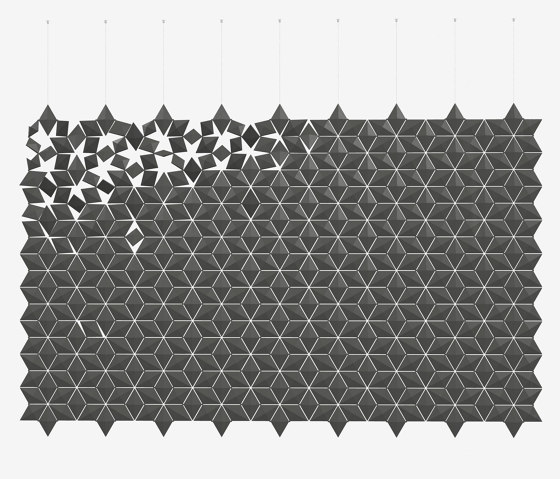 Hängender Raumteiler Facet 306 x 197 cm in Graphit | Schalldämpfende Raumteiler | Bloomming