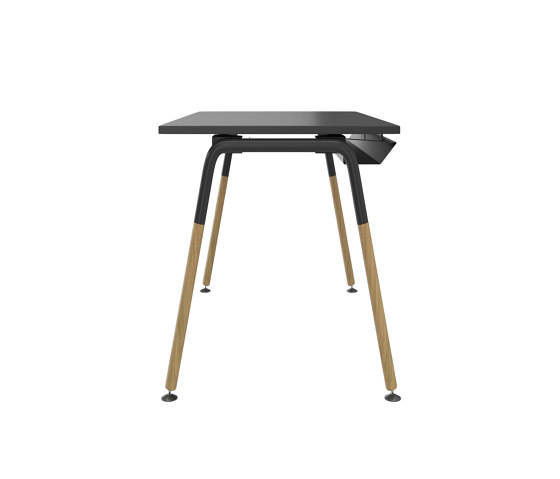 Relax  Work Table with Wooden Legs - Table Top in Melamine Raven Black | Tables collectivités | Neudoerfler