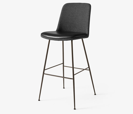 Rely HW100 Re-Wool 198 & Elmo Soft Black Leather w. Bronzed base | Bar stools | &TRADITION