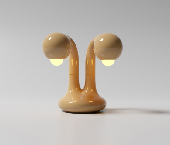 Table Lamp 2-Globe 12” Gloss Beige | Lámparas de sobremesa | Entler