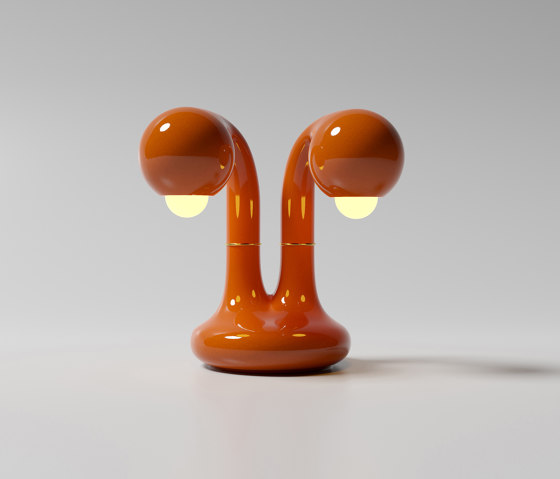 Table Lamp 2-Globe 12” Gloss Burnt Orange | Lámparas de sobremesa | Entler