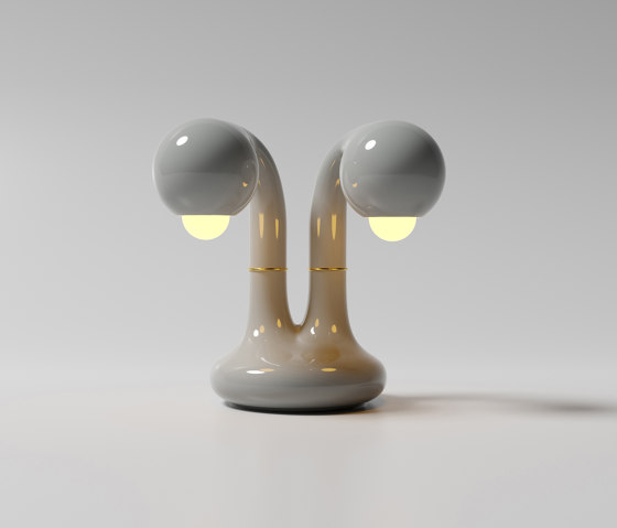 Table Lamp 2-Globe 12” Gloss Moon Grey | Tischleuchten | Entler