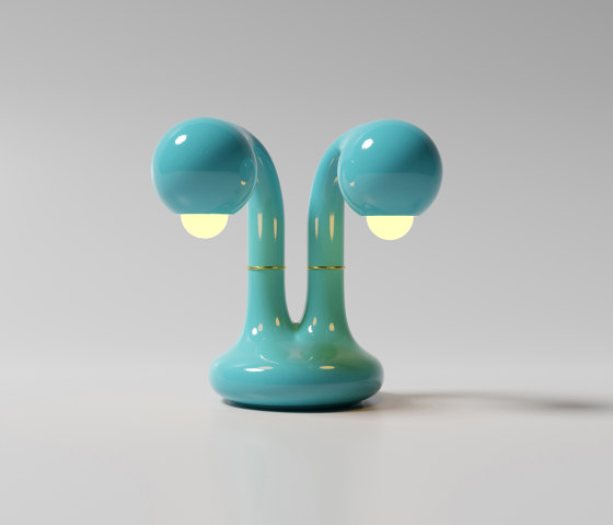 Table Lamp 2-Globe 12” Gloss Sky Blue | Tischleuchten | Entler