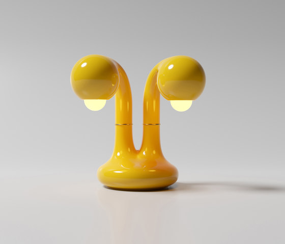 Table Lamp 2-Globe 12” Gloss Yellow | Lámparas de sobremesa | Entler
