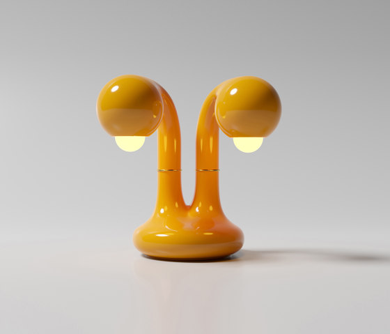 Table Lamp 2-Globe 12” Gloss Yellow Ochre | Lámparas de sobremesa | Entler