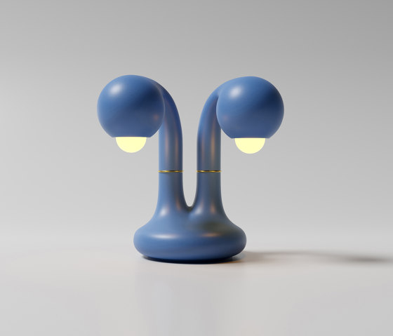 Table Lamp 2-Globe 12” Matte Blue | Lámparas de sobremesa | Entler