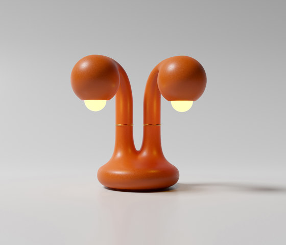 Table Lamp 2-Globe 12” Matte Burnt Orange | Lámparas de sobremesa | Entler