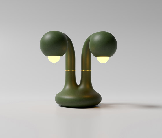 Table Lamp 2-Globe 12” Matte Olive | Lampade tavolo | Entler