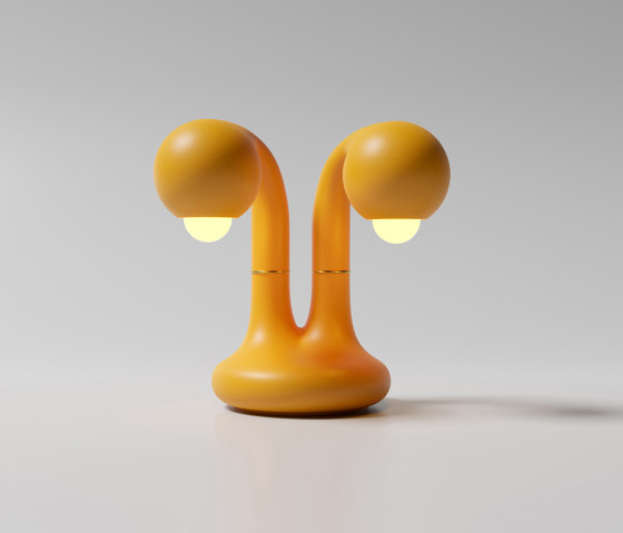 Table Lamp 2-Globe 12” Matte Yellow Ochre | Lámparas de sobremesa | Entler