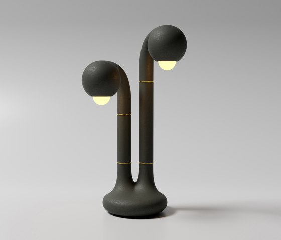 Table Lamp 2-Globe 22” Charcoal | Lámparas de sobremesa | Entler
