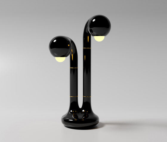 Table Lamp 2-Globe 22” Gloss Black | Lámparas de sobremesa | Entler