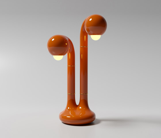 Table Lamp 2-Globe 22” Gloss Burnt Orange | Lámparas de sobremesa | Entler