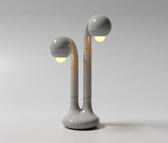 Table Lamp 2-Globe 22” Gloss Moon Grey | Lámparas de sobremesa | Entler