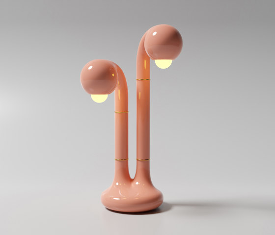 Table Lamp 2-Globe 22” Gloss Pink | Lámparas de sobremesa | Entler