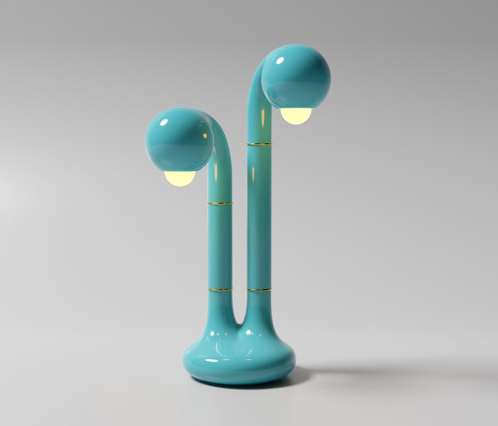 Table Lamp 2-Globe 22” Gloss Sky Blue | Lampade tavolo | Entler