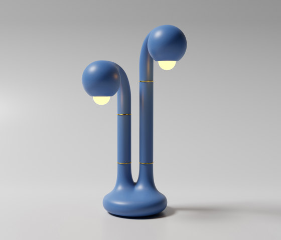 Table Lamp 2-Globe 22” Matte Blue | Tischleuchten | Entler