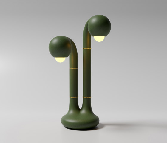 Table Lamp 2-Globe 22” Matte Olive | Luminaires de table | Entler