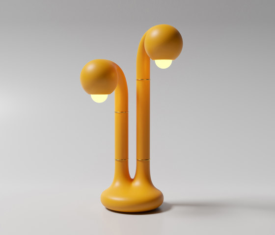 Table Lamp 2-Globe 22” Matte Yellow Ochre | Lámparas de sobremesa | Entler