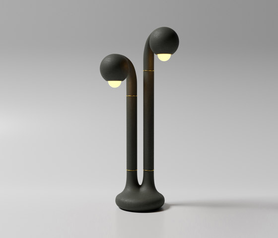 Table Lamp 2-Globe 28” Charcoal | Lámparas de sobremesa | Entler
