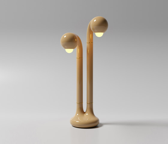 Table Lamp 2-Globe 28” Gloss Beige | Tischleuchten | Entler