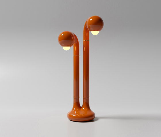 Table Lamp 2-Globe 28” Gloss Burnt Orange | Luminaires de table | Entler