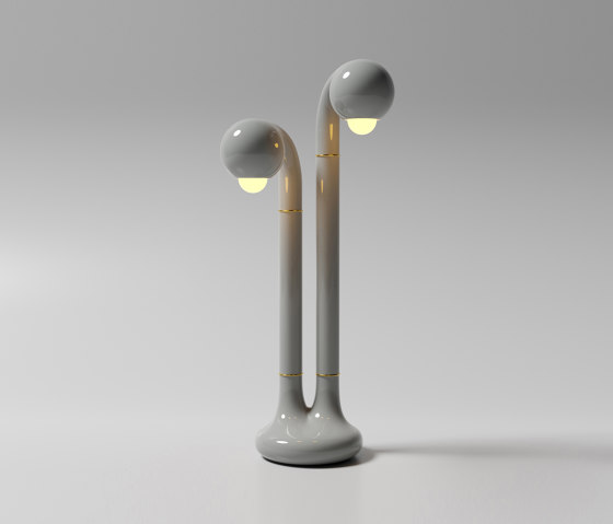 Table Lamp 2-Globe 28” Gloss Moon Grey | Lámparas de sobremesa | Entler