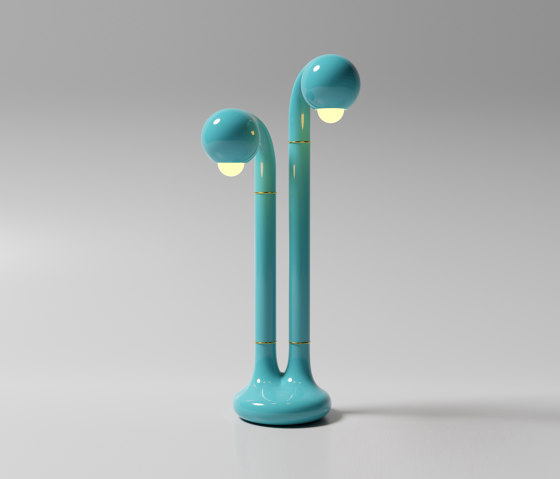 Table Lamp 2-Globe 28” Gloss Sky Blue | Tischleuchten | Entler