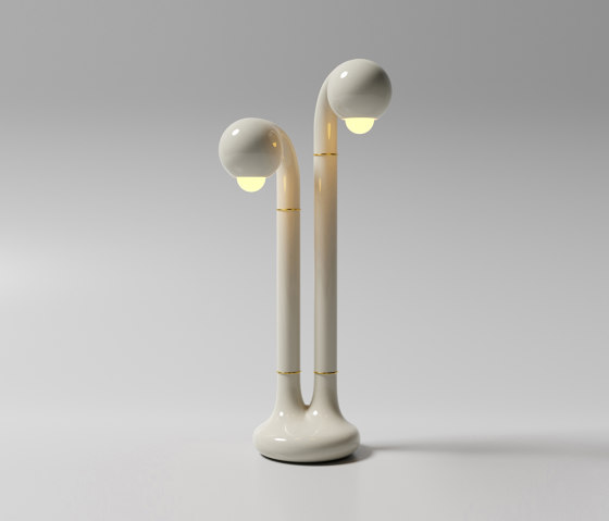 Table Lamp 2-Globe 28” Gloss White | Tischleuchten | Entler