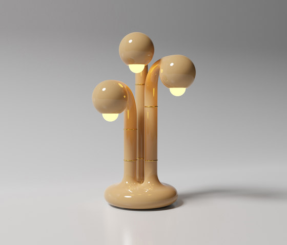 Table Lamp 3-Globe 24” Gloss Beige | Lámparas de sobremesa | Entler