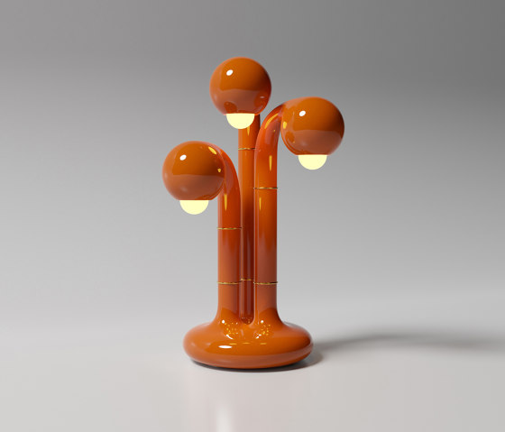 Table Lamp 3-Globe 24” Gloss Burnt Orange | Tischleuchten | Entler