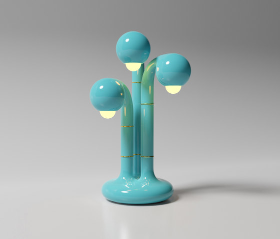 Table Lamp 3-Globe 24” Gloss Sky Blue | Lámparas de sobremesa | Entler