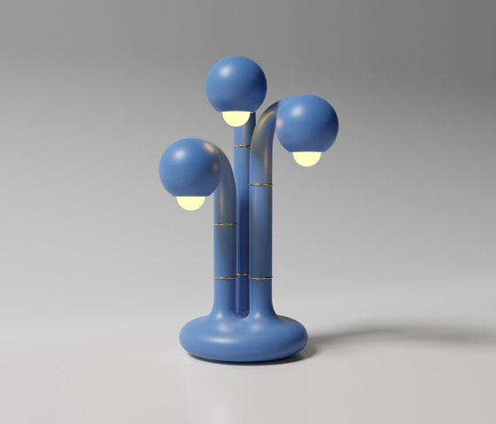 Table Lamp 3-Globe 24” Matte Blue | Tischleuchten | Entler