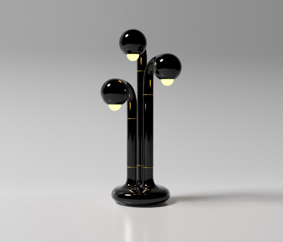 Table Lamp 3-Globe 28” Gloss Black | Lampade tavolo | Entler